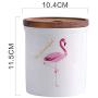 One-Pine Ceramic Food Storage Jar with Environmentally Friendly Sealed Lid,480ml / 16oz Flamingo Food Storage Canister Container for Tea Sugar Coffee Bean Nuts Grain