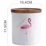 One-Pine Ceramic Food Storage Jar with Environmentally Friendly Sealed Lid,480ml / 16oz Flamingo Food Storage Canister Container for Tea Sugar Coffee Bean Nuts Grain