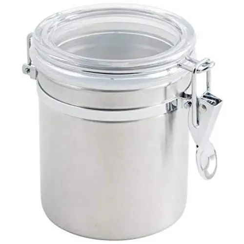 Bocal de Rangement Metaltex 185310 avec Couvercle Acrylique, 203 ml, Argent/Transparent Bocal de Rangement Metaltex 185310 avec Couvercle Acrylique, 203 ml, Argent/Transparent