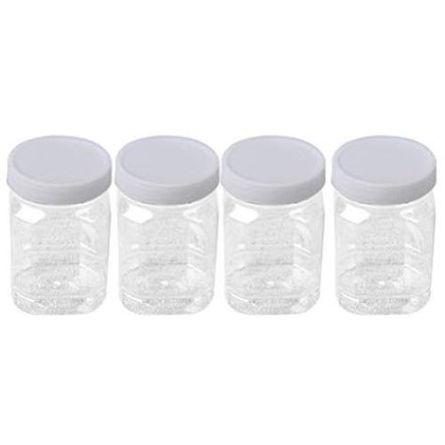Hemoton 12pcs Clear Plastic Jars Spice Storage Container Airtight Leakproof Plastic Storage Containers with Ribbed Liner Screw On Lids(360ml)