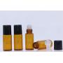 25Pcs Essential Oil Roller Bottles Mini 1ml/2ml/3ml Amber Glass Metal Ball Empty Roll On Glass Bottle Perfume Sample Vials Jar For Aromatherapy Lip Balm Cream Liquid With Black Cap (3ml)