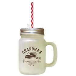 Brown GrandmaS Homeamade Pe 25 Cents Frosted Glass Mason Jar With Straw