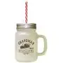 Braunes GrandmaS Selbstgemachtes Pe 25 Cent Frost Glas Mason Jar Mit Stroh