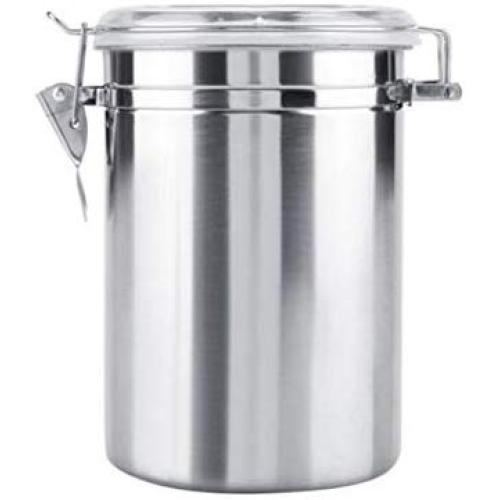 BESTONZON 1062ML Stainless Steel Sealed Cans Coffee Beans Storage Tank Snacks Container Home Kitchen Tool (10x17cm)