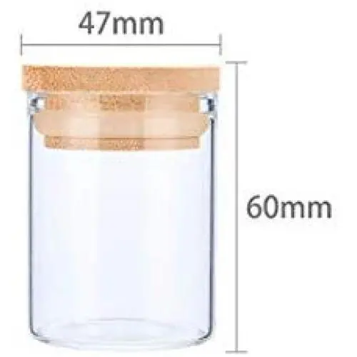 Lot de 5 Pots de Rangement en Verre pour Alimentation, Bouchons Inclus, Grand Volume, Idéal pour les Bonbons, Thé, etc. (65ML)