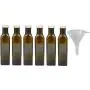 Viva Haushaltswaren 6 Ölflaschen 250 ml mit Glasfunnell, braun/grün, 4,7 x 4,7 x 21,3 cm
