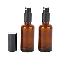 2Pack Amber Glass Pump Press Jar Pot Bottles Dispenser Container For Makeup Foundations Cosmetic Travel Lotion Serums Face Cream (15ml /0.5oz)