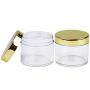 Beauticom 2 oz./ 60 Grams/ 60 ML (Quantity: 6 Packs) Thick Wall Round Clear Plastic LEAK-PROOF Jars Container with GOLD Lids for Cosmetic, Lip Balm, Lip Gloss, Creams, Lotions, Liquids