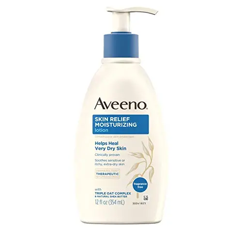 Lotion Aveeno Soulagement de la Peau 24 Heures avec Beurre de Karité Naturel et Complexe Tripleavoine, Sans Parfum pour Peaux Sensibles Très Sèches et Démangeayantes, 370 ml Lotion Aveeno Soulagement de la Peau 24 Heures avec Beurre de Karité Naturel et Complexe Tripleavoine, Sans Parfum pour Peaux Sensibles Très Sèches et Démangeayantes, 370 ml