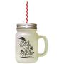 Black April Showers Bring May Flowers Frosted Glass Mason Jar With Straw