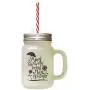 Black April Showers Bring May Flowers Frosted Glass Mason Jar With Straw