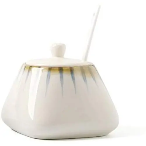Creative type ceramic storage jars kitchen appliances seasoning salt bottle reserve box with lid-A