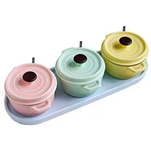 Le goût du foyer Macaron couleur pot de sel créatif en céramique bouteille de sauce réservoir de rangement cuisine 3 pièces Le goût du foyer Macaron couleur pot de sel créatif en céramique bouteille de sauce réservoir de rangement cuisine 3 pièces