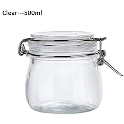 Glasbehälter für Konserven, Smoothies & mehr – Glasgläser mit Deckel, wiederverwendbar für Saft, Milch, Großpackungen, Kaffee, Tee, Snacks – Runder Glasbehälter (Farbe: Klar, Größe: 500ml)