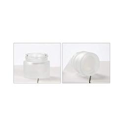 vipolish 3 Pcs 10G Translucent Frosted Glass Refillable Cream Bottle Jar Empty Cosmetic Facial Care Storage Pot with Wood Grain Screw Cap and Liner Lotion Dispense Container Portable Sample Tin Vial