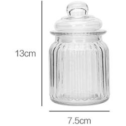 Clear Glass Candy Jar Set - 4 Pcs Small Cookie Container with Lid Tea Storage Canisters (350 ML/12 OZ)