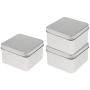 joyMerit Set of 3 Small Tin Box Container, Square Empty Tin Storage Case (9x9x5.5 cm)