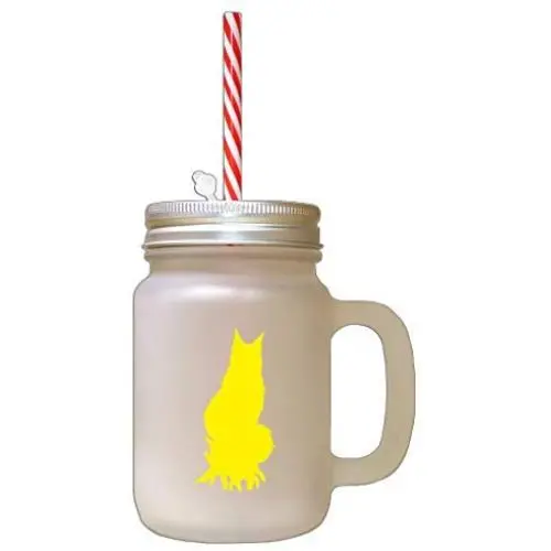 Silhouette d'un Maine Coon Jaune #1 dans une Jarre en Verre Froissée avec une Paille Silhouette d'un Maine Coon Jaune #1 dans une Jarre en Verre Froissée avec une Paille