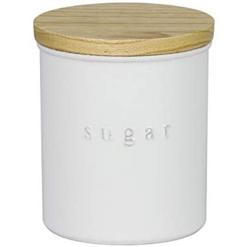 Japanese Design Ceramic Jar Preservation Canister with Wooden Sealed Lid, Sugar
