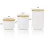Bocal de Conservation Alimentaire hjn avec Couvercle en Bambou – Canister en Céramique Blanche pour Servir le Café, le Thé, les Graines et Plus encore, Ensemble de 3 Pièces Bocal de Conservation Alimentaire hjn avec Couvercle en Bambou – Canister en Céramique Blanche pour Servir le Café, le Thé, les Graines et Plus encore, Ensemble de 3 Pièces