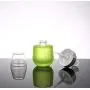 SYBL 2 Stück 30ml/1oz Hochwertige Leere Nachfüllbare Ei Form Grüne Glas Pump Flasche Kosmetikbehälter Reisebehälter für Emulsion, Serum, Essenz, Jar, Dose