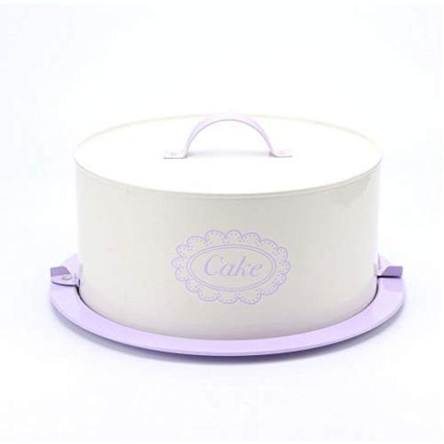 Hot sale X504L Purple Metal Birthday Cake Carrier/Tin/Canister/Container/Home Kitchen Gift With Cover And Lock Catch