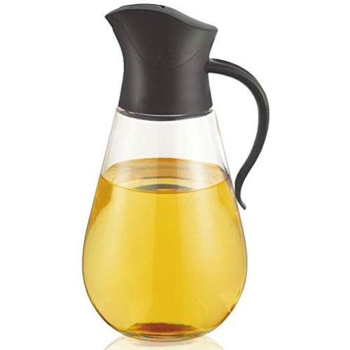 Automatic Opening And Closing Oil Dispenser, Kitchen 550Ml Glass Leak-Proof Olive Oil Bottle, Suitable for Soy Sauce Vinegar Storage Spice Jar/Black Red,Black