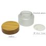 2 PCS Small Size Cream jars,Empty Travel Jars,Frosted Glass Cream Jars with Bamboo Lid and Inner Liners,Empty Cosmetic Containers,Makeup Refillable Lotion Bottles,Glass Samples Jars (50g)