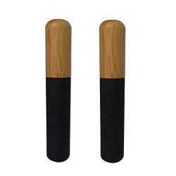 2Pcs 6ml Refillable Empty Mascara Tube Bottles Vials Black Reusable Eyelash Cream Container Bottle with Eyelash Wand and Bamboo Cap for Castor Oil, Eyelash Growth Oil, DIY Mascara Travel Bottles