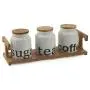 Ensemble de 3 bocaux Villa d'Este pour Tivoli, en bambou, porcelaine, blanc, L 40 x D 15,5 x H 10 cm Ensemble de 3 bocaux Villa d'Este pour Tivoli, en bambou, porcelaine, blanc, L 40 x D 15,5 x H 10 cm