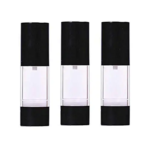 3 Stück 30 ml 1 OZ Schwarze Leere Vakuum-Kunststoff-Lotionflaschen mit Pumpenkopf und Verschluss – Emulsionsbehälter, wiederbefüllbar, tragbar für Reisen, Urlaub, Camping, Alltag