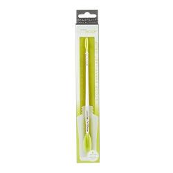 BEAUTISCOOP Crisp White/Green Single Dual-Scoop Beauty Tool (8'' Single, White/Green)