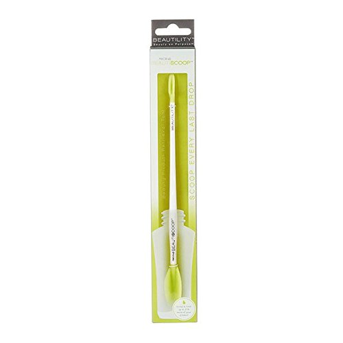 BEAUTISCOOP Crisp White/Green Single Dual-Scoop Beauty Tool (8'' Single, White/Green)