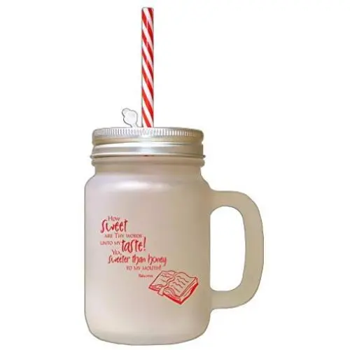 Red Sweet Taste! Sweeter Then Honey Frosted Glass Mason Jar With Straw