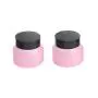 2PCS 50ml/1.7oz Leere, Wiederbefüllbare Pinke Glascremebehälter mit Schraubverschluss und Innenpolster für Kosmetikbehälter, Dose, Lagerung, Probenpackung für Creme, Lotion, Lippenbalsam, Salben, Augen Make-up