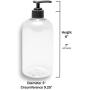 Baire Bottles - 16 oz Clear Plastic Refillable Bottles with Black Pumps - Organize Soap, Shampoo and Lotion with Clean, Clear Look - PET, Lightweight, BPA Free - 6 Pack, including 6 Floral Labels