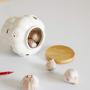 BESTONZON White Ceramic Canister Jar Container For Food Storage with Bamboo Lid,Kitchen Canister with Hole,Garlic and Ginger Storage Container