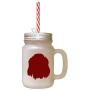 Maroon Welsh Springer Spaniel Silhouette Frosted Glass Mason Jar With Straw