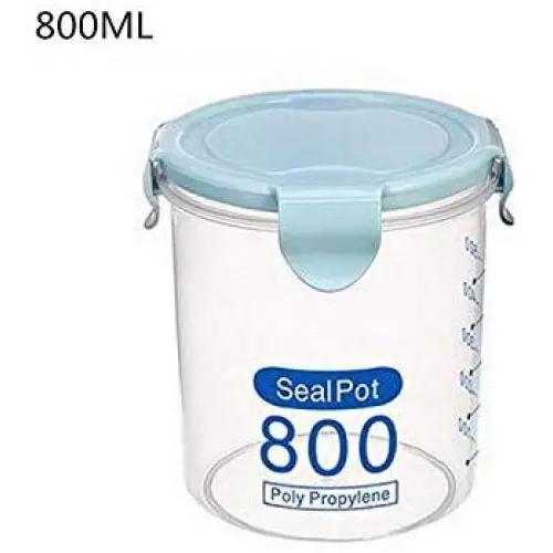 Rice Beans Storage Jar With Seal Cover 4 Lattices Plastic Kitchen Storage Box Refrigerator Food Preservation Container,800Ml Blue Rice Beans Storage Jar With Seal Cover 4 Lattices Plastic Kitchen Storage Box Refrigerator Food Preservation Container,800Ml Blue