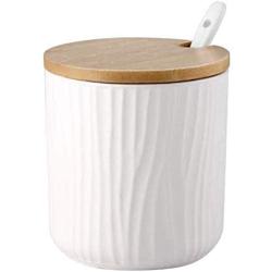 TNKML Ceramic Seasoning Jar Seasoning Storage Container With Bamboo Lid Salt Shaker Sugar Jar Flavoring Jar Spice Container