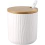 TNKML Ceramic Seasoning Jar Seasoning Storage Container With Bamboo Lid Salt Shaker Sugar Jar Flavoring Jar Spice Container
