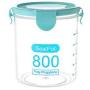 yHRgETLD Airtight Food Storage Containers Flour Container with Durable Lids Transparent Spices Bean Tea Grain Storage Box Jar Seal Pot Can Blue 600ml