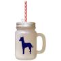 Navy Peruvian Hairless Dog Silhouette Frosted Glass Mason Jar With Straw