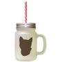Brown Tonkinese Cat Head Silhouette #2 Frosted Glass Mason Jar With Straw