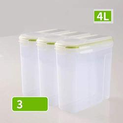 Tree House Large Kitchen Storage containers with lid, Square Plastic Box Transparent Versatile Durable Preserving Jars Pack of 3-B 4LX3