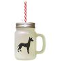 Black Podenco Canario Silhouette Frosted Glass Mason Jar With Straw