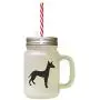 Black Podenco Canario Silhouette Frosted Glass Mason Jar With Straw Black Podenco Canario Silhouette Frosted Glass Mason Jar With Straw