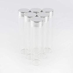 Empty Clear Travel Portable Glass Wish Bottles with Silver Aluminum Cap Essential Oil Powders Cream Ointments Grease Storage Container Jars Cosmetic Makeup Sample Packing .(2.03 Oz,15 Pcs）