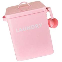 Laundry Detergent Powder Storage Tin Box Large Galvanized Metal Buckets Food/Flour/Sundries Kitchen Storage Tin Box Canister Containers- Pink