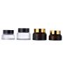 Glass Bottle Container Compatible for Cosmetic(12 Pack) Body Amber Color Cosmetic Glass Containers Empty Cream Jars (30ml, Amber Bottle + Black Cap)